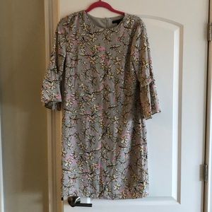 Floral dress with bell 3/4 length sleeves